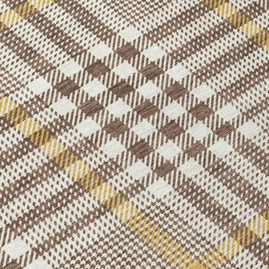 Brown And Beige Plaid Washable Indoor Outdoor Area Rug Photo 8
