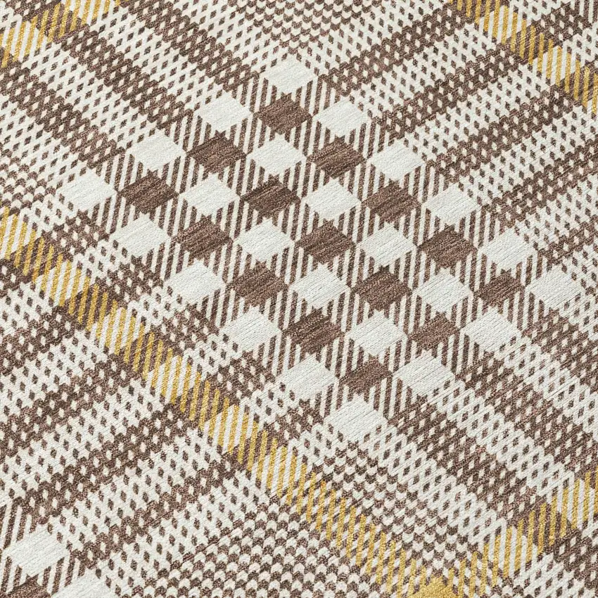 Brown And Beige Plaid Washable Indoor Outdoor Area Rug Photo 8