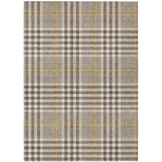Brown And Beige Plaid Washable Indoor Outdoor Area Rug Photo 2