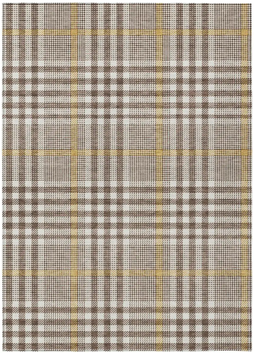 Brown And Beige Plaid Washable Indoor Outdoor Area Rug Photo 2