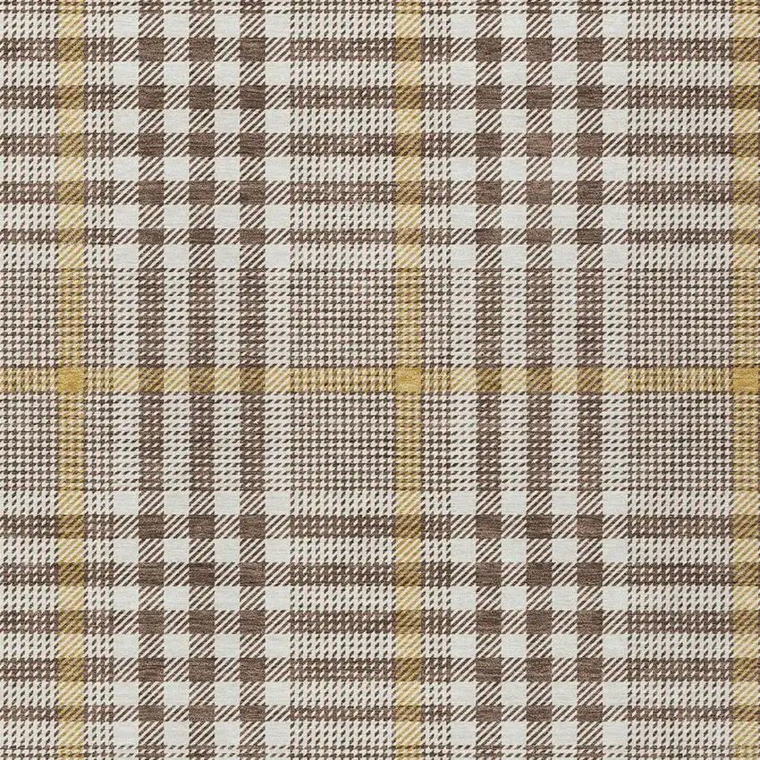 Brown And Beige Plaid Washable Indoor Outdoor Area Rug Photo 5
