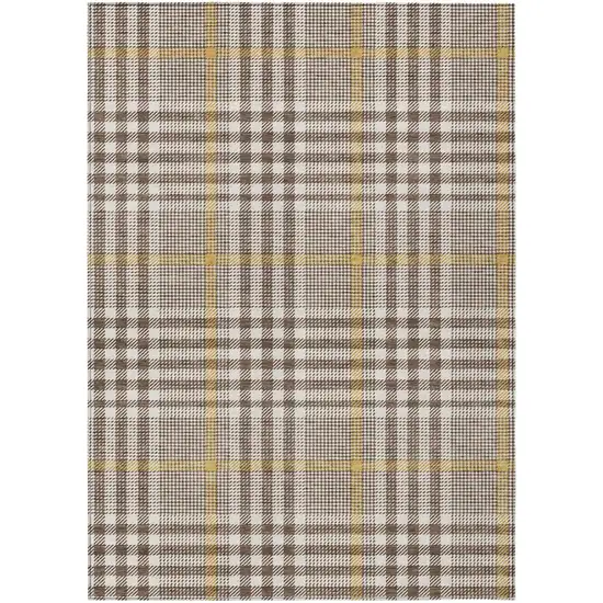 Brown And Beige Plaid Washable Indoor Outdoor Area Rug Photo 2