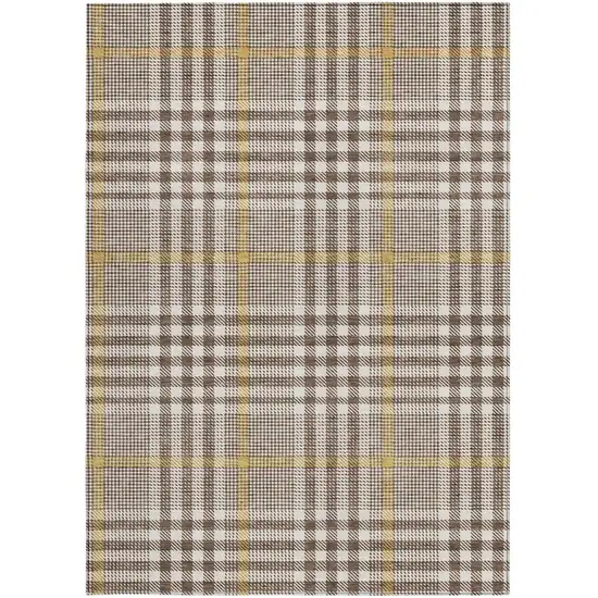 Brown And Beige Plaid Washable Indoor Outdoor Area Rug Photo 5