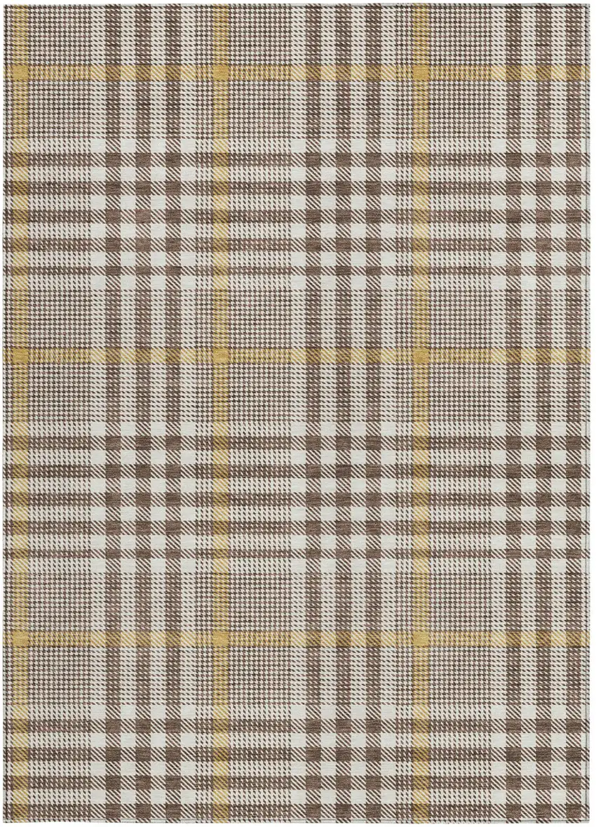 Brown And Beige Plaid Washable Indoor Outdoor Area Rug Photo 5