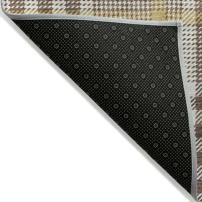 Brown And Beige Plaid Washable Indoor Outdoor Area Rug Photo 3