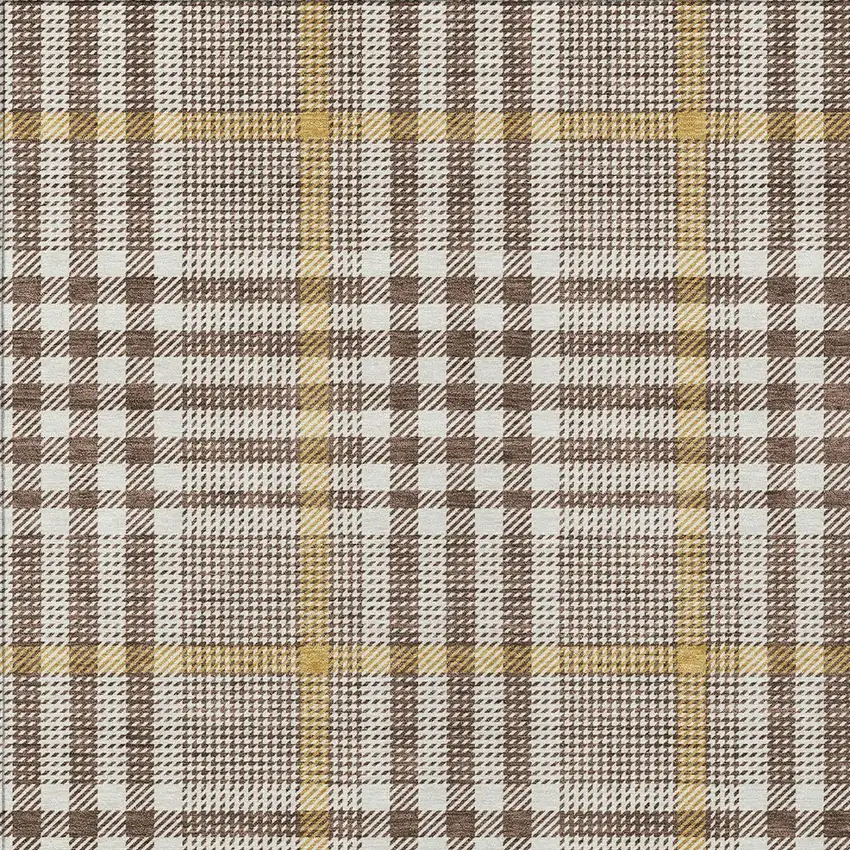 Brown And Beige Plaid Washable Indoor Outdoor Area Rug Photo 5