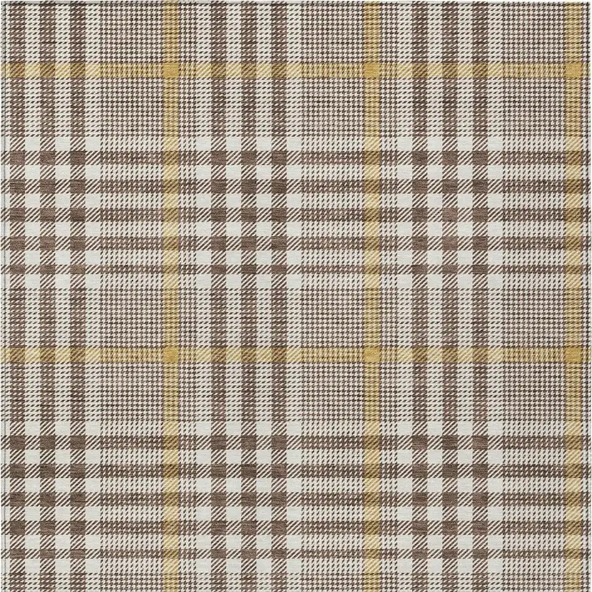 Brown And Beige Plaid Washable Indoor Outdoor Area Rug Photo 6