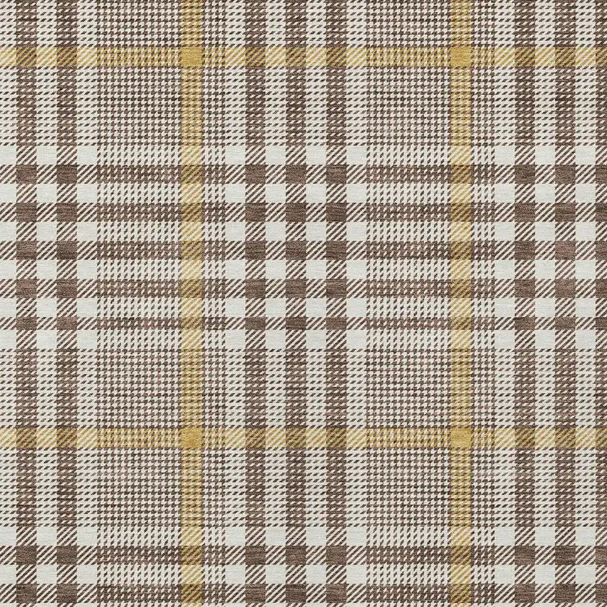 Brown And Beige Plaid Washable Indoor Outdoor Area Rug Photo 5