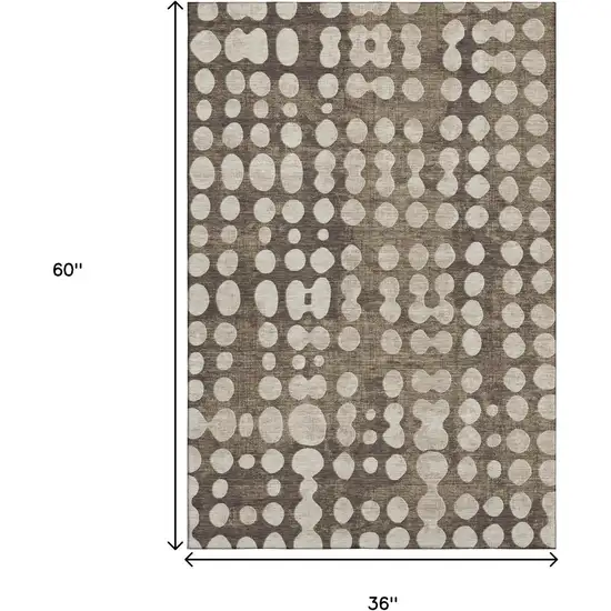 Brown And Beige Polka Dot Washable Area Rug With UV Protection Photo 3