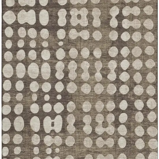Brown And Beige Polka Dot Washable Area Rug With UV Protection Photo 4