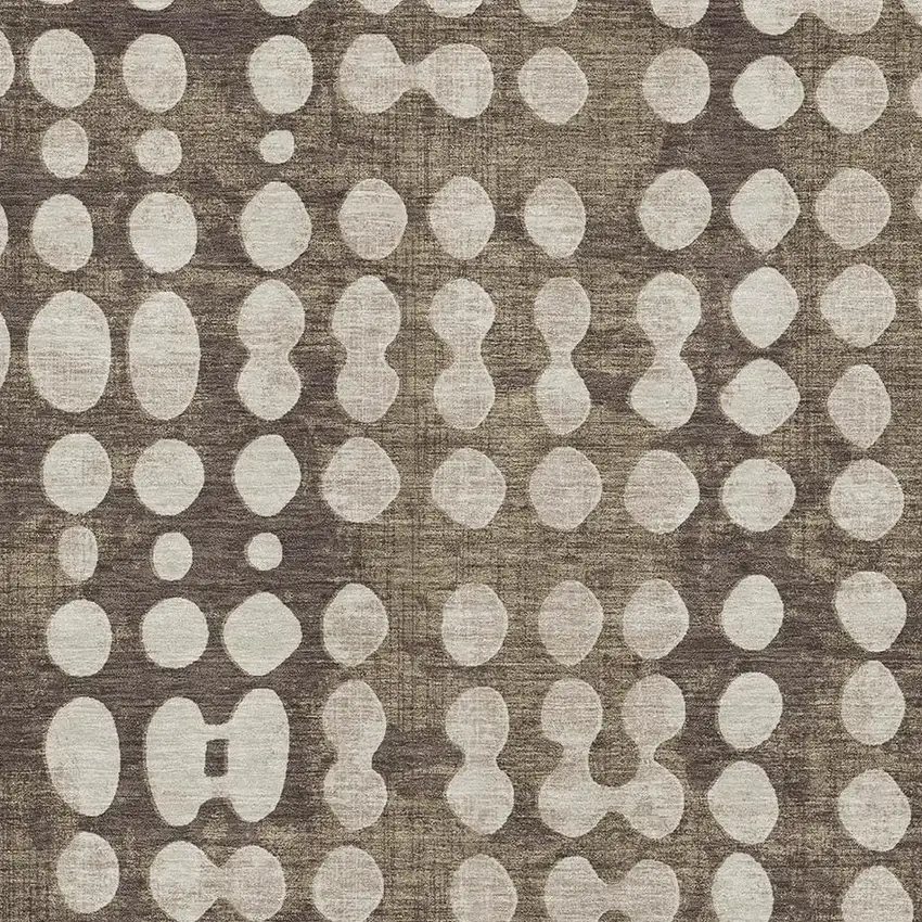 Brown And Beige Polka Dot Washable Area Rug With UV Protection Photo 3