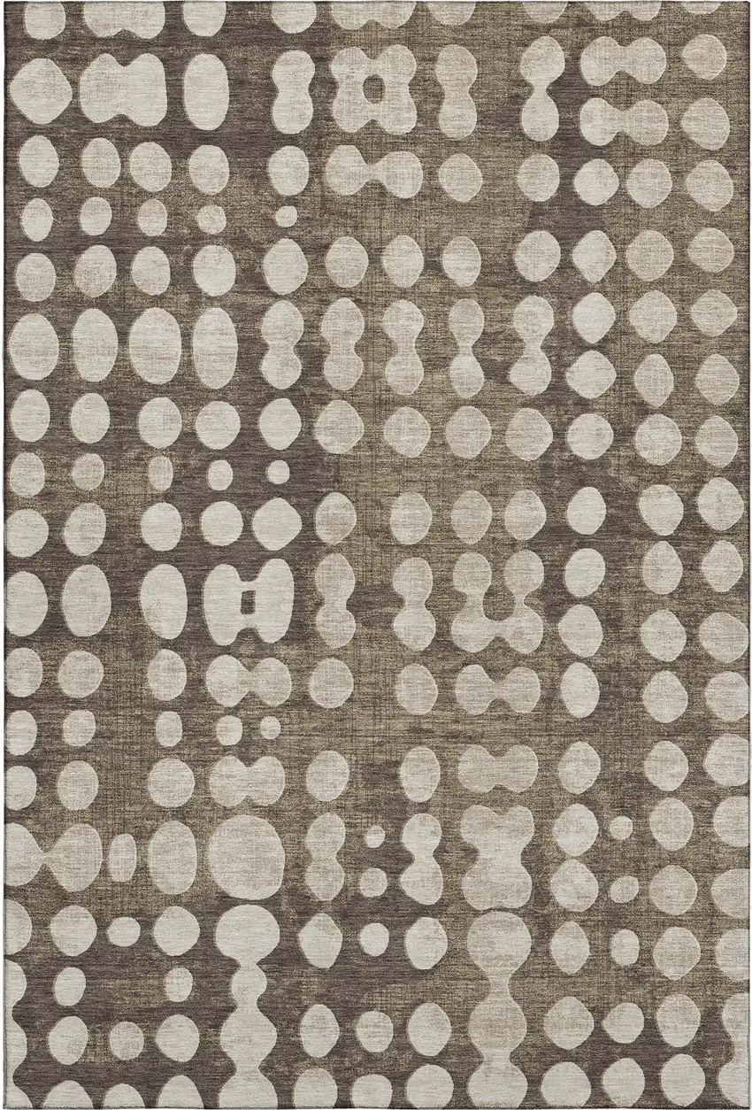 Brown And Beige Polka Dot Washable Area Rug With UV Protection Photo 1