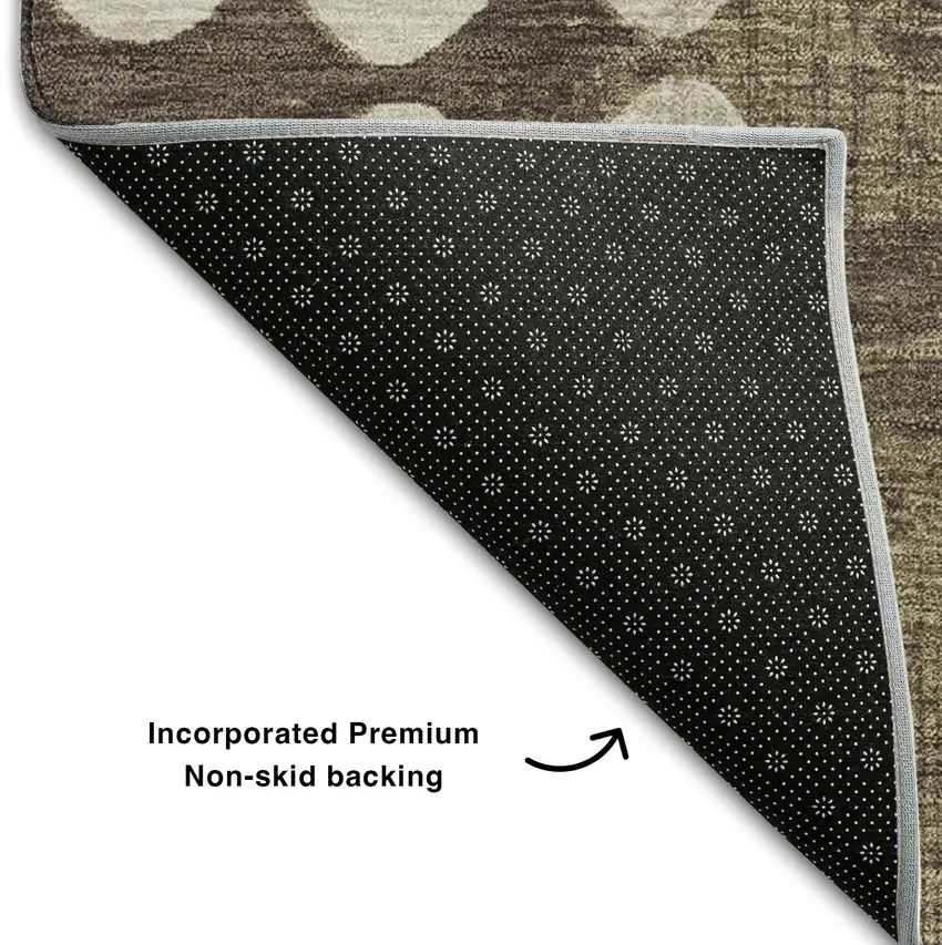 Brown And Beige Polka Dot Washable Area Rug With UV Protection Photo 7