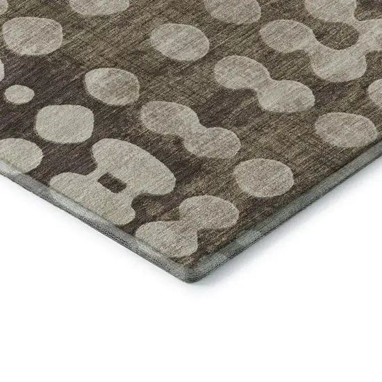 Brown And Beige Polka Dot Washable Area Rug With UV Protection Photo 8