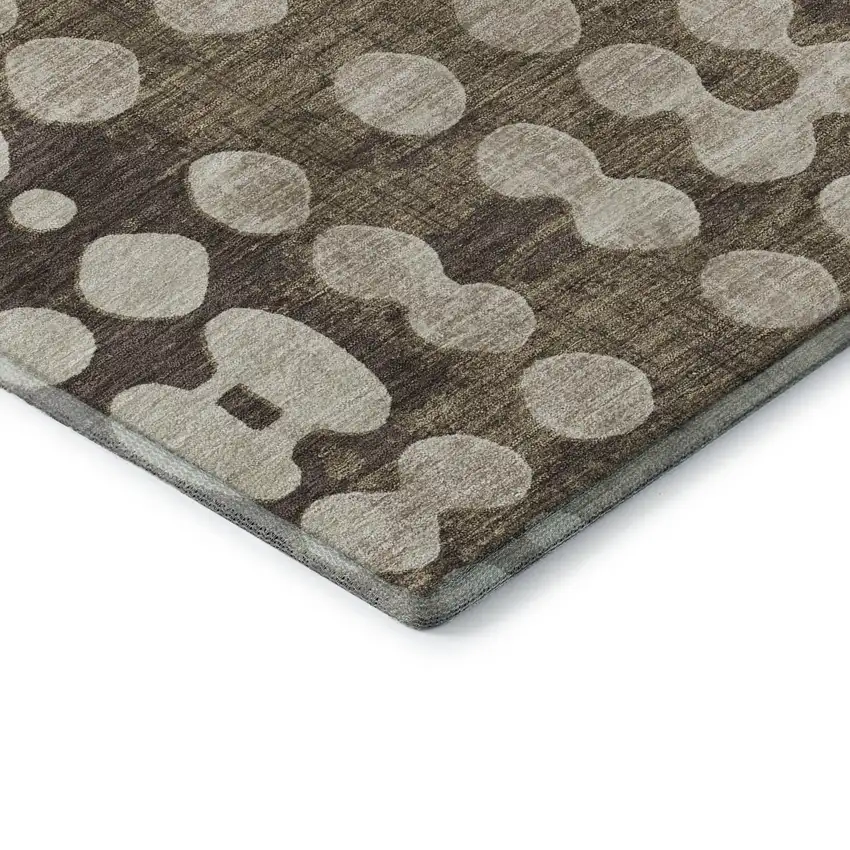Brown And Beige Polka Dot Washable Area Rug With UV Protection Photo 8