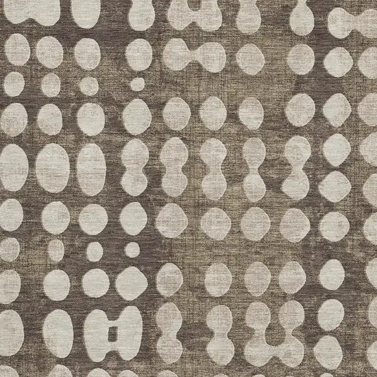 Brown And Beige Polka Dot Washable Area Rug With UV Protection Photo 3