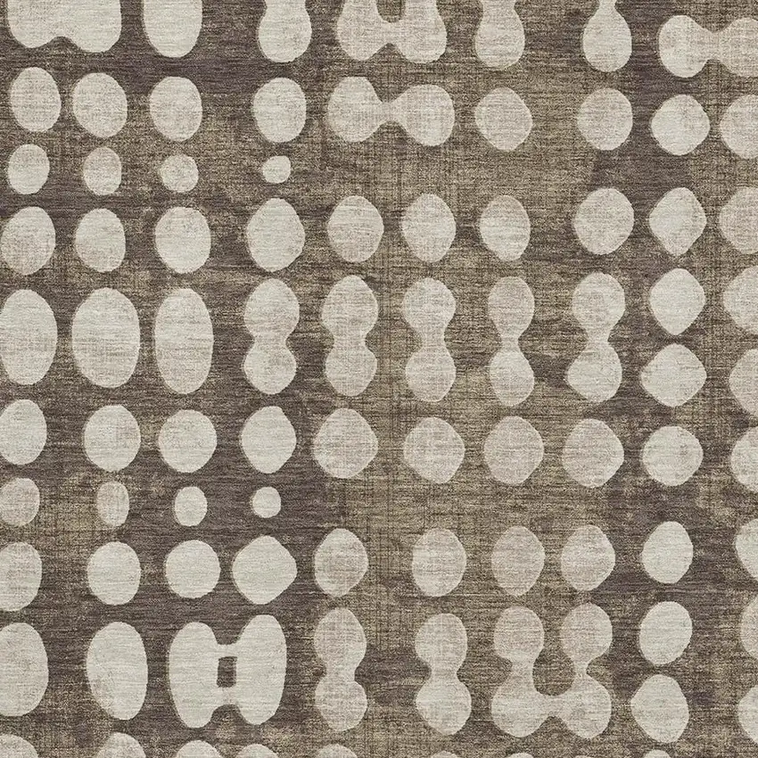 Brown And Beige Polka Dot Washable Area Rug With UV Protection Photo 3