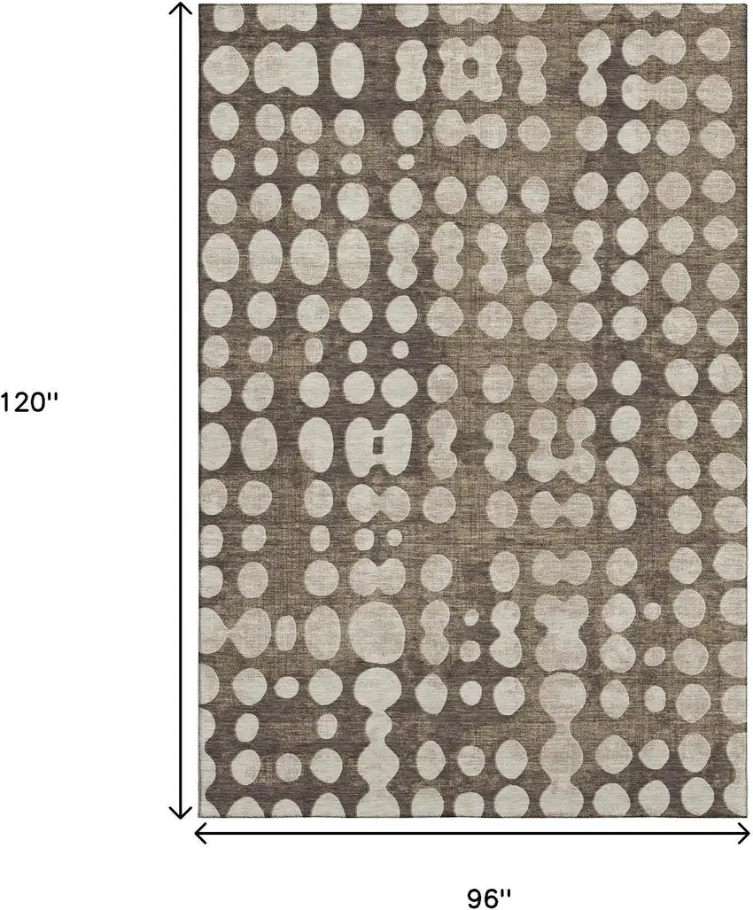 Brown And Beige Polka Dot Washable Area Rug With UV Protection Photo 8