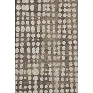 Photo of Brown And Beige Polka Dot Washable Area Rug With UV Protection
