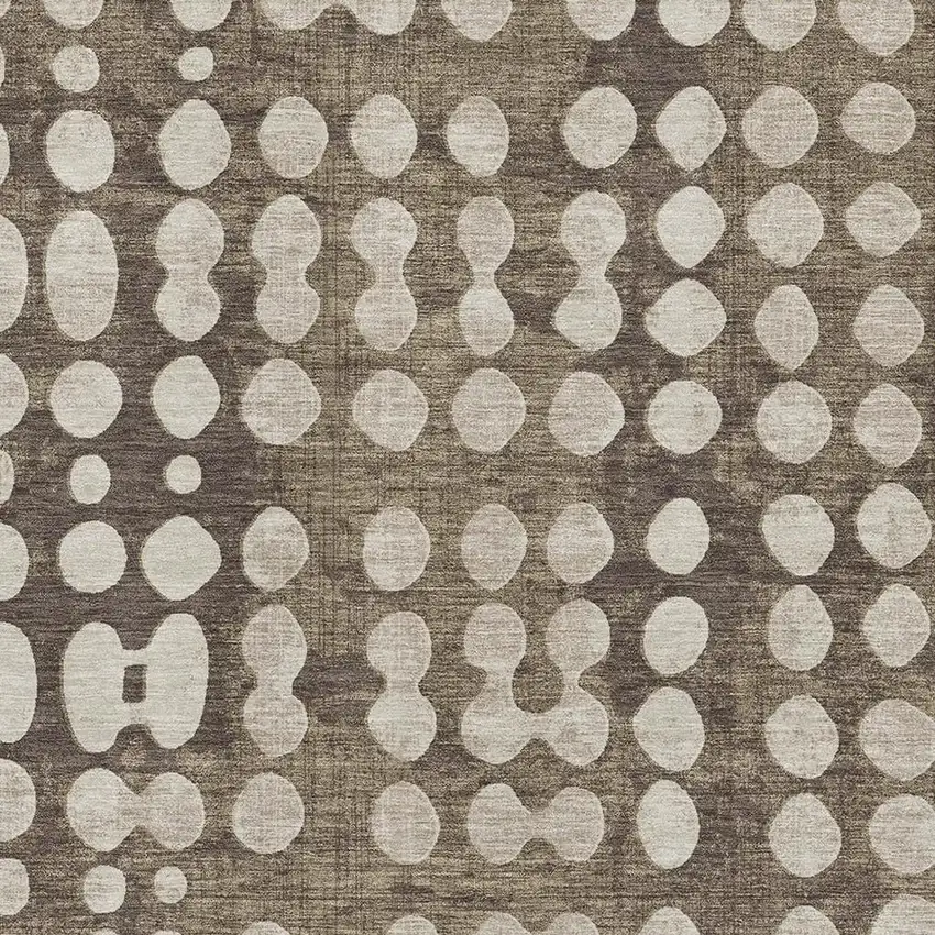 Brown And Beige Polka Dot Washable Area Rug With UV Protection Photo 3