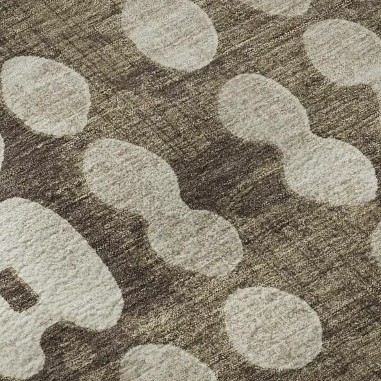 Brown And Beige Polka Dot Washable Area Rug With UV Protection Photo 7