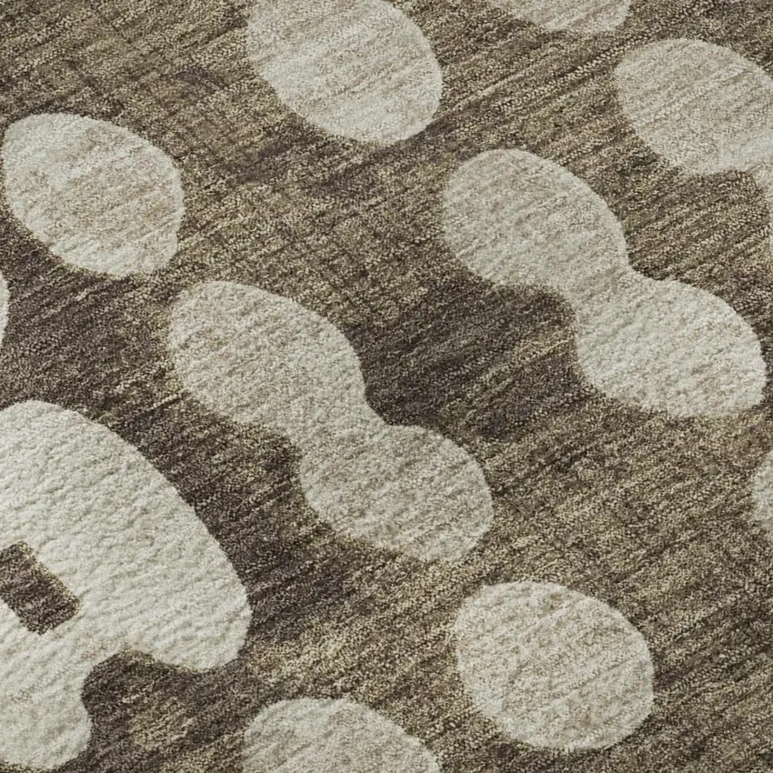 Brown And Beige Polka Dot Washable Area Rug With UV Protection Photo 7