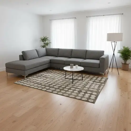 Brown And Beige Polka Dot Washable Area Rug With UV Protection Photo 2