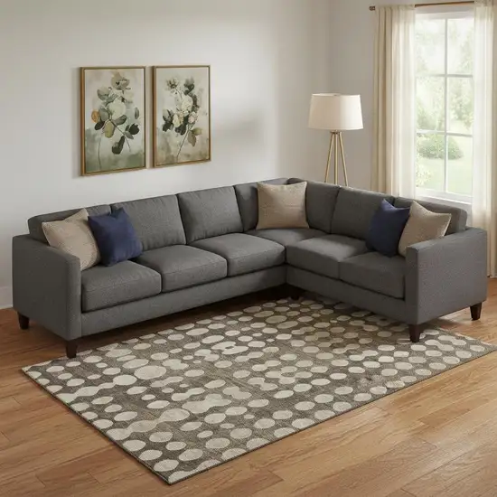 Brown And Beige Polka Dot Washable Area Rug With UV Protection Photo 1