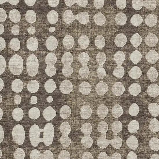 Brown And Beige Polka Dot Washable Area Rug With UV Protection Photo 3