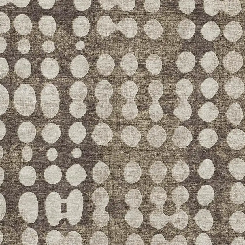 Brown And Beige Polka Dot Washable Area Rug With UV Protection Photo 3
