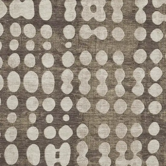 Brown And Beige Polka Dot Washable Area Rug With UV Protection Photo 3