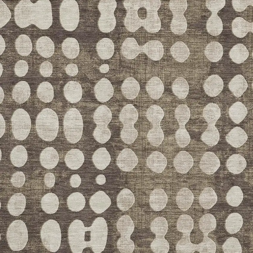 Brown And Beige Polka Dot Washable Area Rug With UV Protection Photo 3