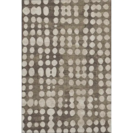 Brown And Beige Polka Dot Washable Area Rug With UV Protection Photo 1