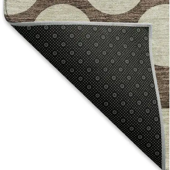 Brown And Beige Polka Dot Washable Area Rug With UV Protection Photo 7