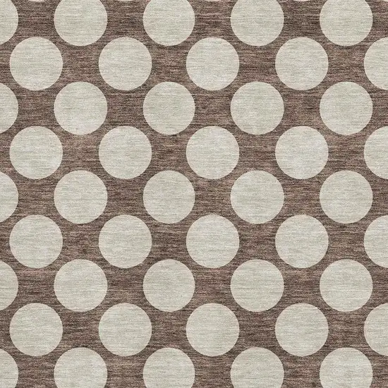 Brown And Beige Polka Dot Washable Area Rug With UV Protection Photo 3