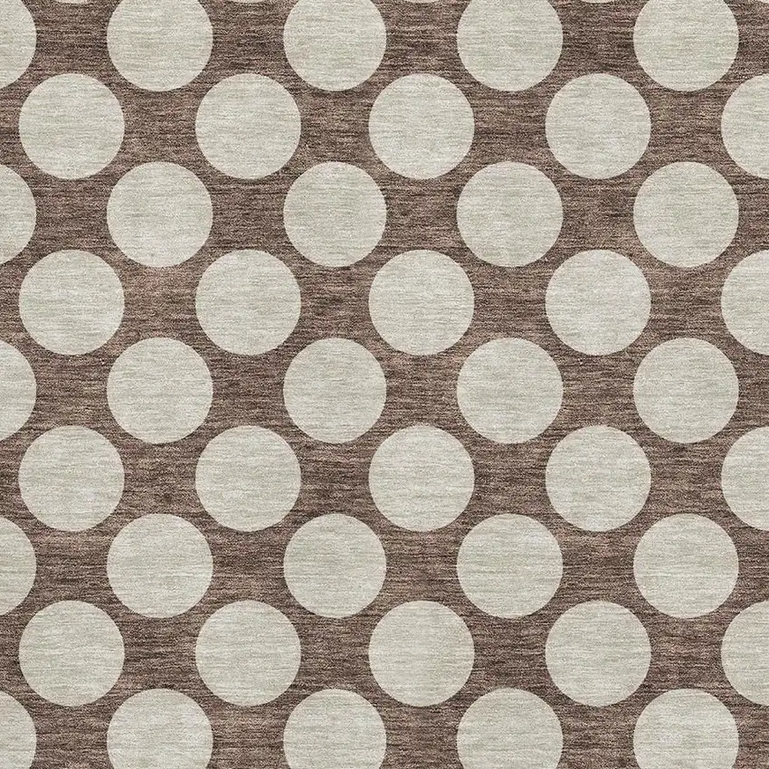 Brown And Beige Polka Dot Washable Area Rug With UV Protection Photo 3