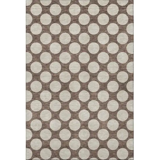Brown And Beige Polka Dot Washable Area Rug With UV Protection Photo 4