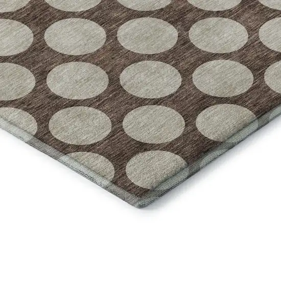 Brown And Beige Polka Dot Washable Area Rug With UV Protection Photo 8