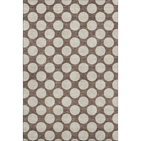 Brown And Beige Polka Dot Washable Area Rug With UV Protection Photo 1