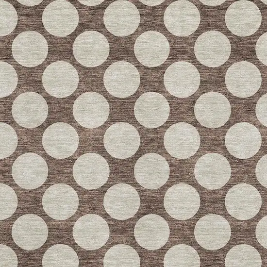 Brown And Beige Polka Dot Washable Area Rug With UV Protection Photo 3