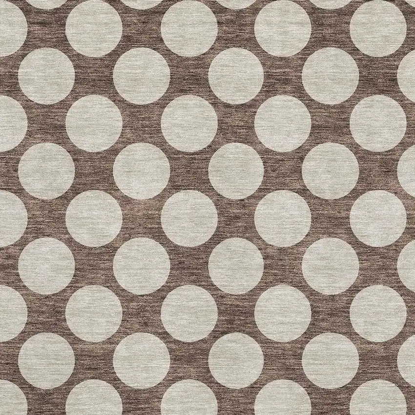 Brown And Beige Polka Dot Washable Area Rug With UV Protection Photo 3