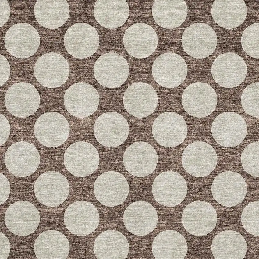 Brown And Beige Polka Dot Washable Area Rug With UV Protection Photo 3