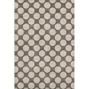 Photo of Brown And Beige Polka Dot Washable Area Rug With UV Protection