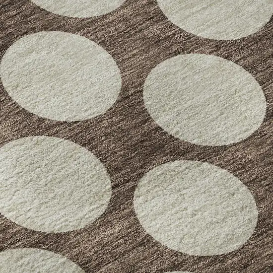 Brown And Beige Polka Dot Washable Area Rug With UV Protection Photo 9