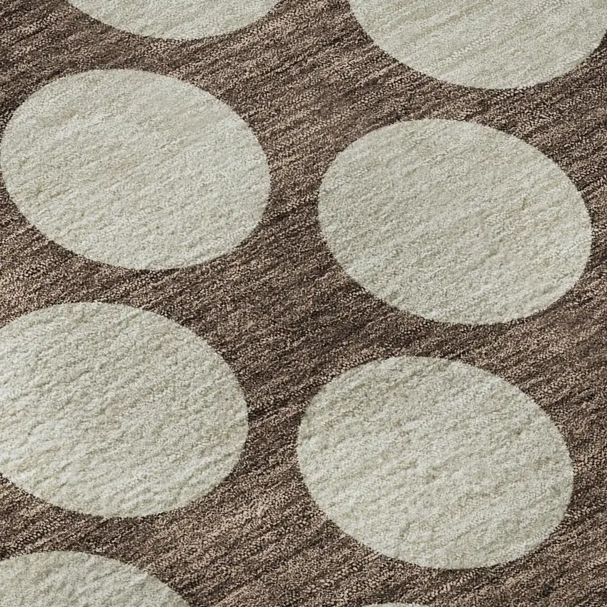 Brown And Beige Polka Dot Washable Area Rug With UV Protection Photo 9