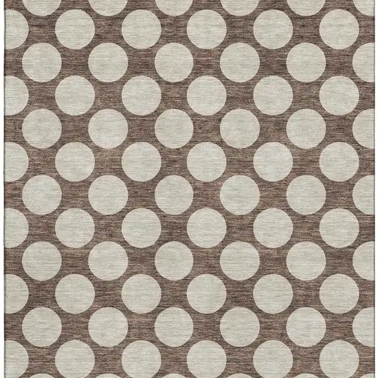 Brown And Beige Polka Dot Washable Area Rug With UV Protection Photo 3