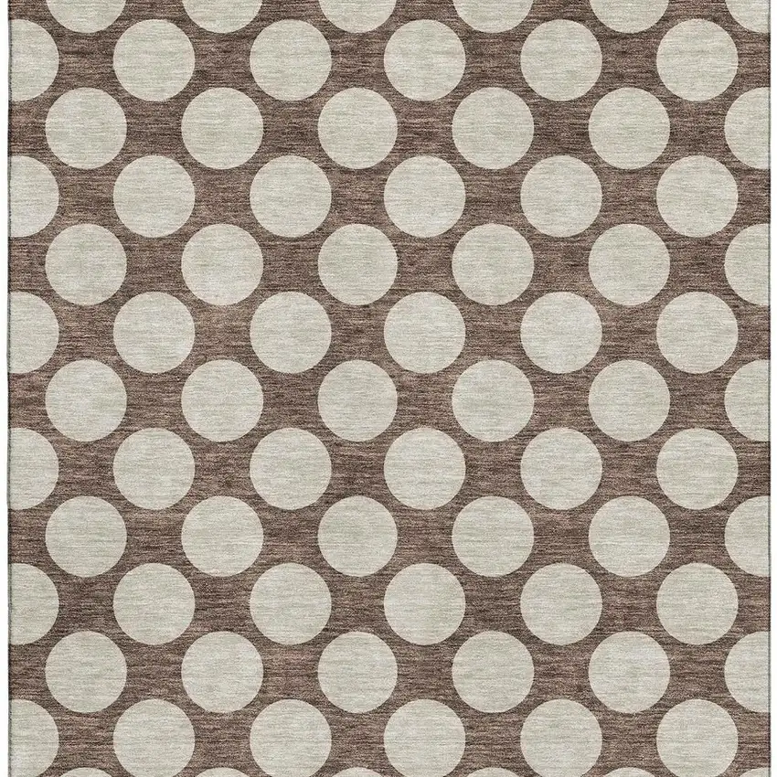 Brown And Beige Polka Dot Washable Area Rug With UV Protection Photo 3