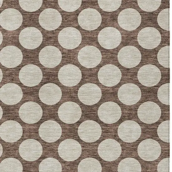 Brown And Beige Polka Dot Washable Indoor Outdoor Area Rug Photo 6
