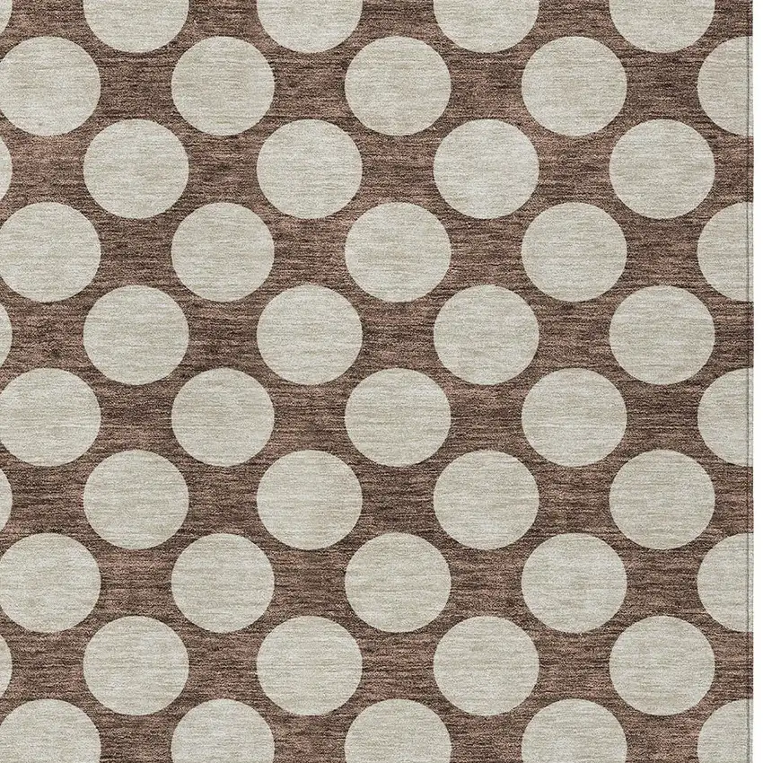 Brown And Beige Polka Dot Washable Indoor Outdoor Area Rug Photo 6