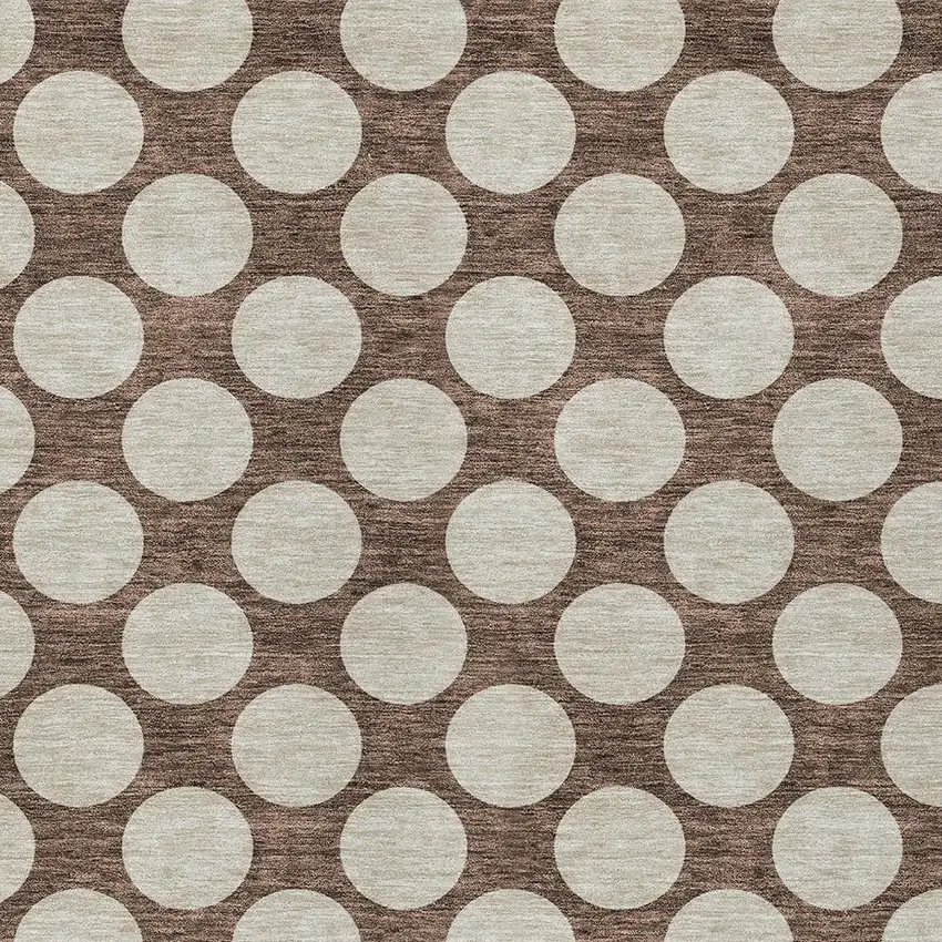 Brown And Beige Polka Dot Washable Indoor Outdoor Area Rug Photo 6